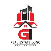 GI Real Estate Logo Red color Design House Logo Stock Vector. vector