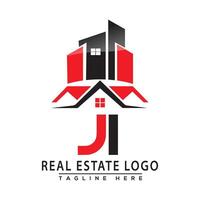 Ji real inmuebles logo rojo color diseño casa logo valores vector. vector