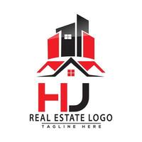 HJ Real Estate Logo Red color Design House Logo Stock Vector. vector