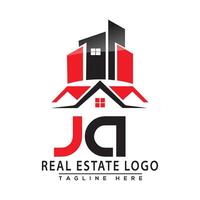 ja real inmuebles logo rojo color diseño casa logo valores vector. vector