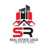 sr real inmuebles logo rojo color diseño casa logo valores vector. vector