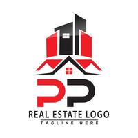 PP Real Estate Logo Red color Design House Logo Stock Vector. vector