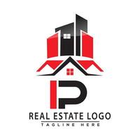 ip real inmuebles logo rojo color diseño casa logo valores vector. vector
