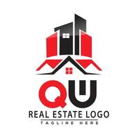 QW Real Estate Logo Red color Design House Logo Stock Vector. vector