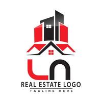 LN Real Estate Logo Red color Design House Logo Stock Vector. vector