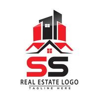 SS Real Estate Logo Red color Design House Logo Stock Vector. vector