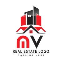 MV Real Estate Logo Red color Design House Logo Stock Vector. vector