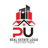 PU Real Estate Logo Red color Design House Logo Stock Vector. vector