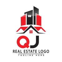 qj real inmuebles logo rojo color diseño casa logo valores vector. vector