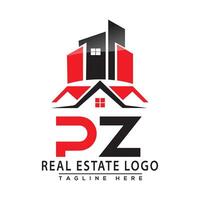 PZ Real Estate Logo Red color Design House Logo Stock Vector. vector