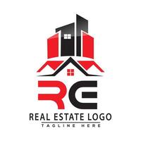 RE Real Estate Logo Red color Design House Logo Stock Vector. vector