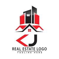 KJ Real Estate Logo Red color Design House Logo Stock Vector. vector