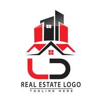 LD Real Estate Logo Red color Design House Logo Stock Vector. vector