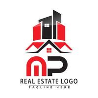 mp real inmuebles logo rojo color diseño casa logo valores vector. vector
