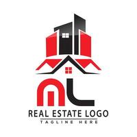 ML Real Estate Logo Red color Design House Logo Stock Vector. vector