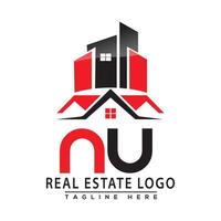 NU Real Estate Logo Red color Design House Logo Stock Vector. vector