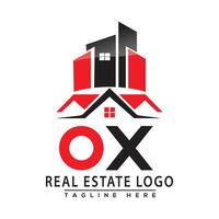 OX Real Estate Logo Red color Design House Logo Stock Vector. vector