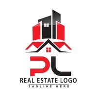 PL Real Estate Logo Red color Design House Logo Stock Vector. vector