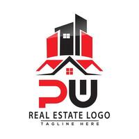 PW Real Estate Logo Red color Design House Logo Stock Vector. vector