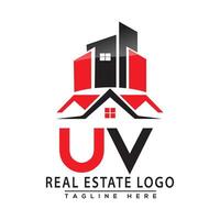 uv real inmuebles logo rojo color diseño casa logo valores vector. vector