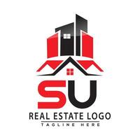 SU Real Estate Logo Red color Design House Logo Stock Vector. vector