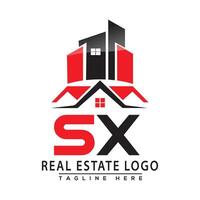 sx real inmuebles logo rojo color diseño casa logo valores vector. vector