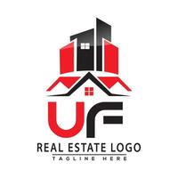 UF Real Estate Logo Red color Design House Logo Stock Vector. vector