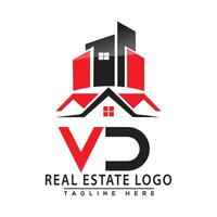 VD Real Estate Logo Red color Design House Logo Stock Vector. vector