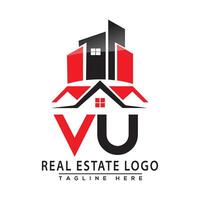vu real inmuebles logo rojo color diseño casa logo valores vector. vector