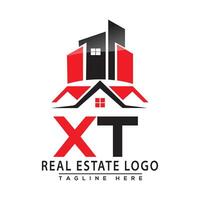 XT Real Estate Logo Red color Design House Logo Stock Vector. vector