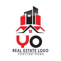 YO Real Estate Logo Red color Design House Logo Stock Vector. vector