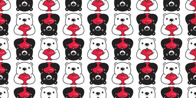 Bear seamless pattern polar bear vector apple scarf isolated cartoon tile background repeat wallpaper illustration design