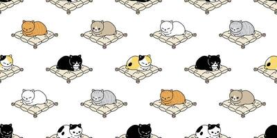 cat seamless pattern kitten vector calico sleeping pillow scarf isolated repeat background cartoon tile wallpaper doodle illustration design