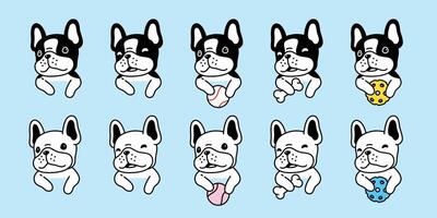 perro vector francés buldog icono mascota juguete perrito dibujos animados personaje símbolo ilustración garabatear diseño