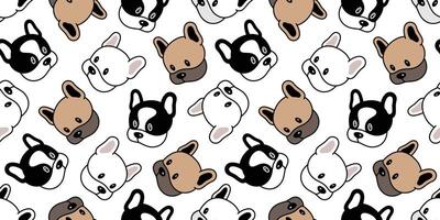 dog seamless pattern french bulldog vector head face pet puppy animal scarf isolated repeat wallpaper tile background cartoon doodle illustration design