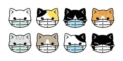 cat vector face mask covid19 kitten corona virus pm 25 icon head logo pet symbol character cartoon doodle illustration design