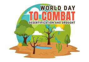 World Day to Combat Desertification and Drought Vector Illustration with Turning the Desert Into Fertile Land and Pastures in Nature Flat Background