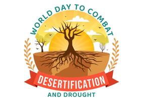 World Day to Combat Desertification and Drought Vector Illustration with Turning the Desert Into Fertile Land and Pastures in Nature Flat Background