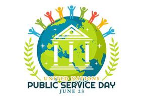 United Nations Public Service Day Vector Illustration with Publics Services to the Community in the Development Process in Flat Cartoon Background