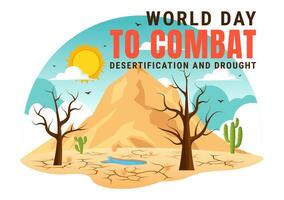 World Day to Combat Desertification and Drought Vector Illustration with Turning the Desert Into Fertile Land and Pastures in Nature Flat Background