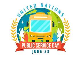 United Nations Public Service Day Vector Illustration with Publics Services to the Community in the Development Process in Flat Cartoon Background