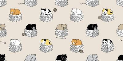 cat seamless pattern kitten vector calico sleeping towel scarf isolated repeat background cartoon tile wallpaper doodle illustration design