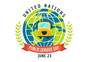 United Nations Public Service Day Vector Illustration with Publics Services to the Community in the Development Process in Flat Cartoon Background