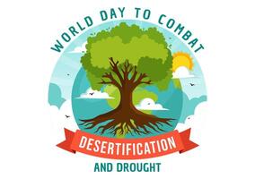 World Day to Combat Desertification and Drought Vector Illustration with Turning the Desert Into Fertile Land and Pastures in Nature Flat Background