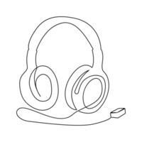 Continuous single-line art drawing of a wireless headphones speaker and outline style vector illustration