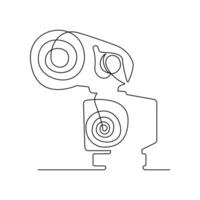 Continuous retro photo camera one-line vector art and outline DSLR mood HD camera illustration art