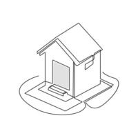 una línea continuo moderno casa arquitectónico dibujo y familia hogar contorno minimalista linea sola Arte ilustración vector