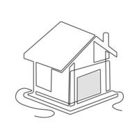 una línea continuo moderno casa arquitectónico dibujo y familia hogar contorno minimalista linea sola Arte ilustración vector