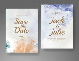 Wedding invitation with abstract watercolor background vector