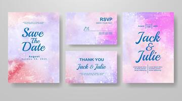 Wedding invitation with abstract watercolor background vector